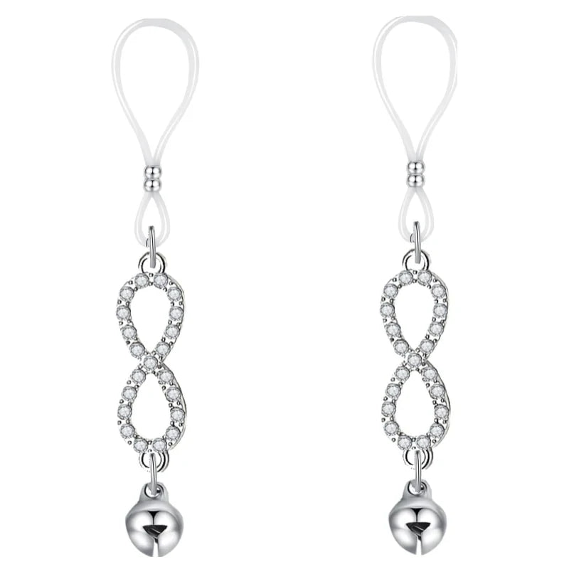 Faux Nipple Piercing Jewelry Rhinestone Nipple Chains Bells Nipple Noose