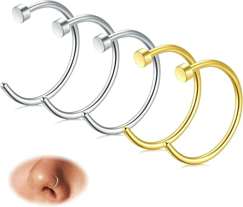 18G-22G 5PCS Stainless Steel Body Jewelry Piercing Nose Ring Hoop