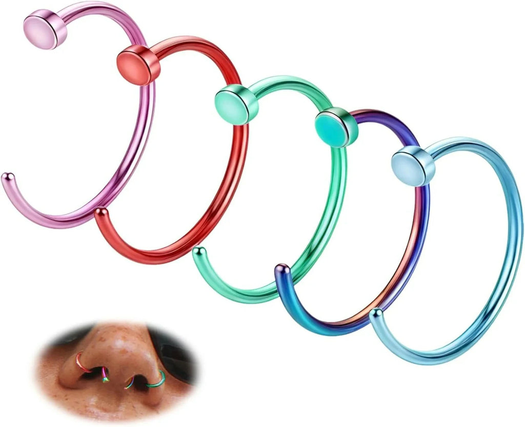 18G-22G 5PCS Stainless Steel Body Jewelry Piercing Nose Ring Hoop