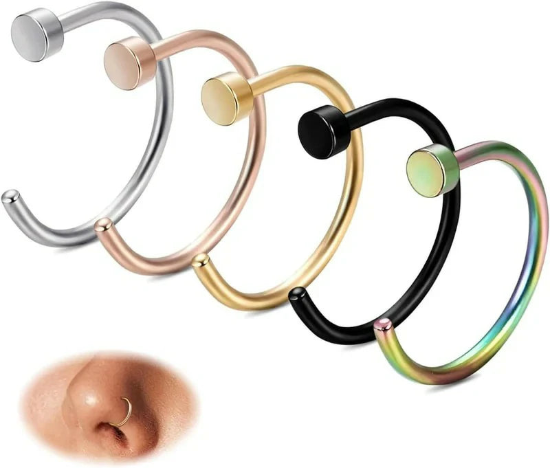 18G-22G 5PCS Stainless Steel Body Jewelry Piercing Nose Ring Hoop