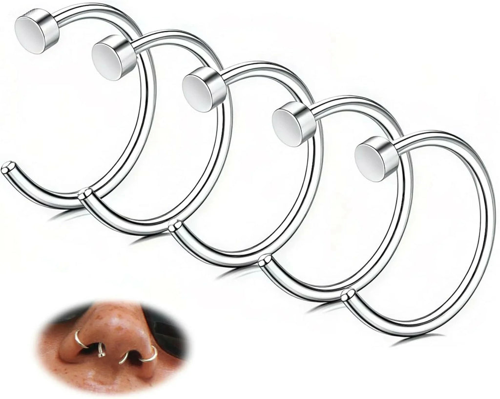 18G-22G 5PCS Stainless Steel Body Jewelry Piercing Nose Ring Hoop