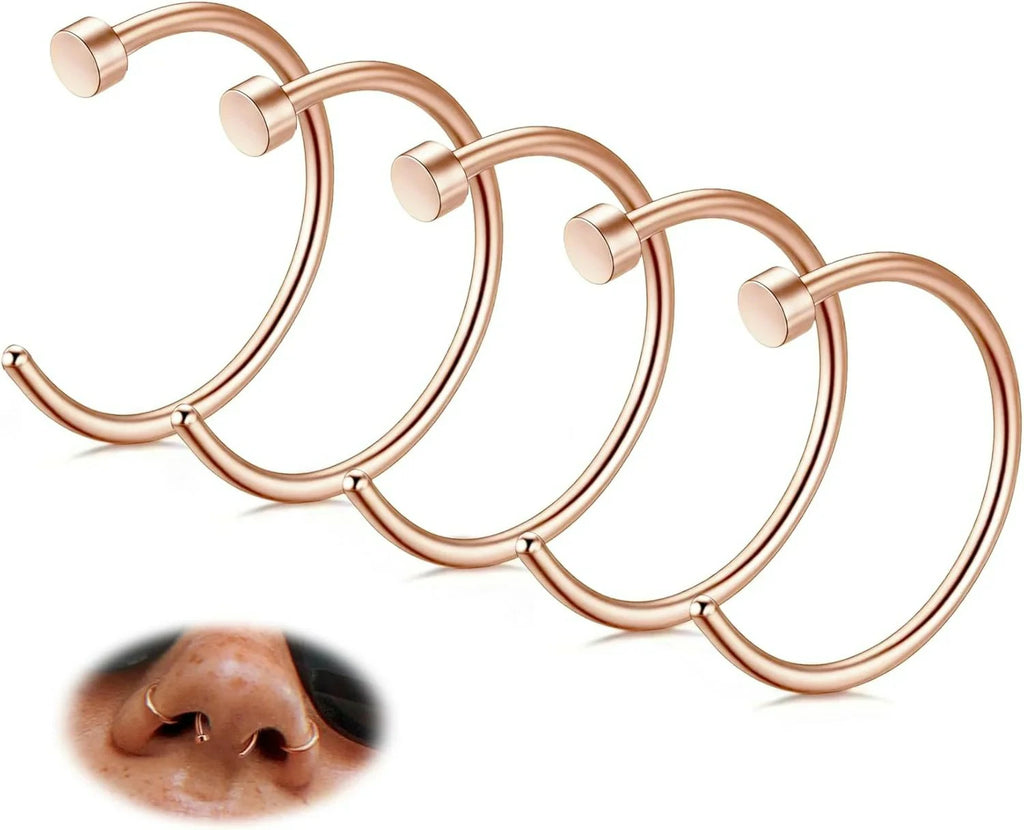 18G-22G 5PCS Stainless Steel Body Jewelry Piercing Nose Ring Hoop