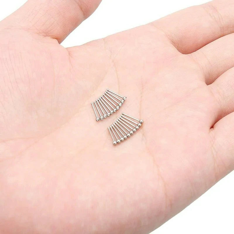 1.5mm 2mm 2.5mm 3mm 22G 20PCS Surgical Steel Bone Nose Rings Pin Clear Diamond