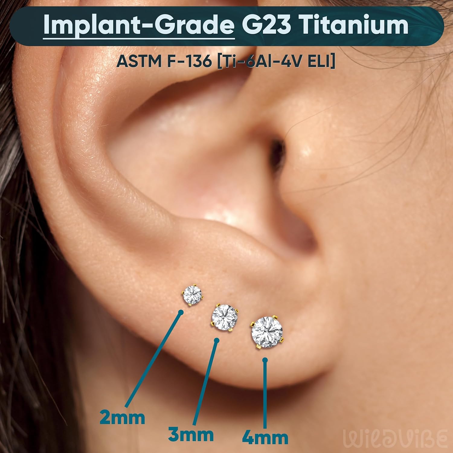 G23 Titanium Flatback Stud Earrings with Grade AAAAA Cubic Zirconia - QIAO CrystalQIAO CrystalQIAO Crystal