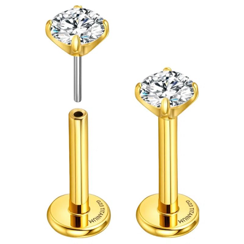 G23 Titanium Flatback Stud Earrings with Grade AAAAA Cubic Zirconia - QIAO CrystalQIAO CrystalQIAO Crystal