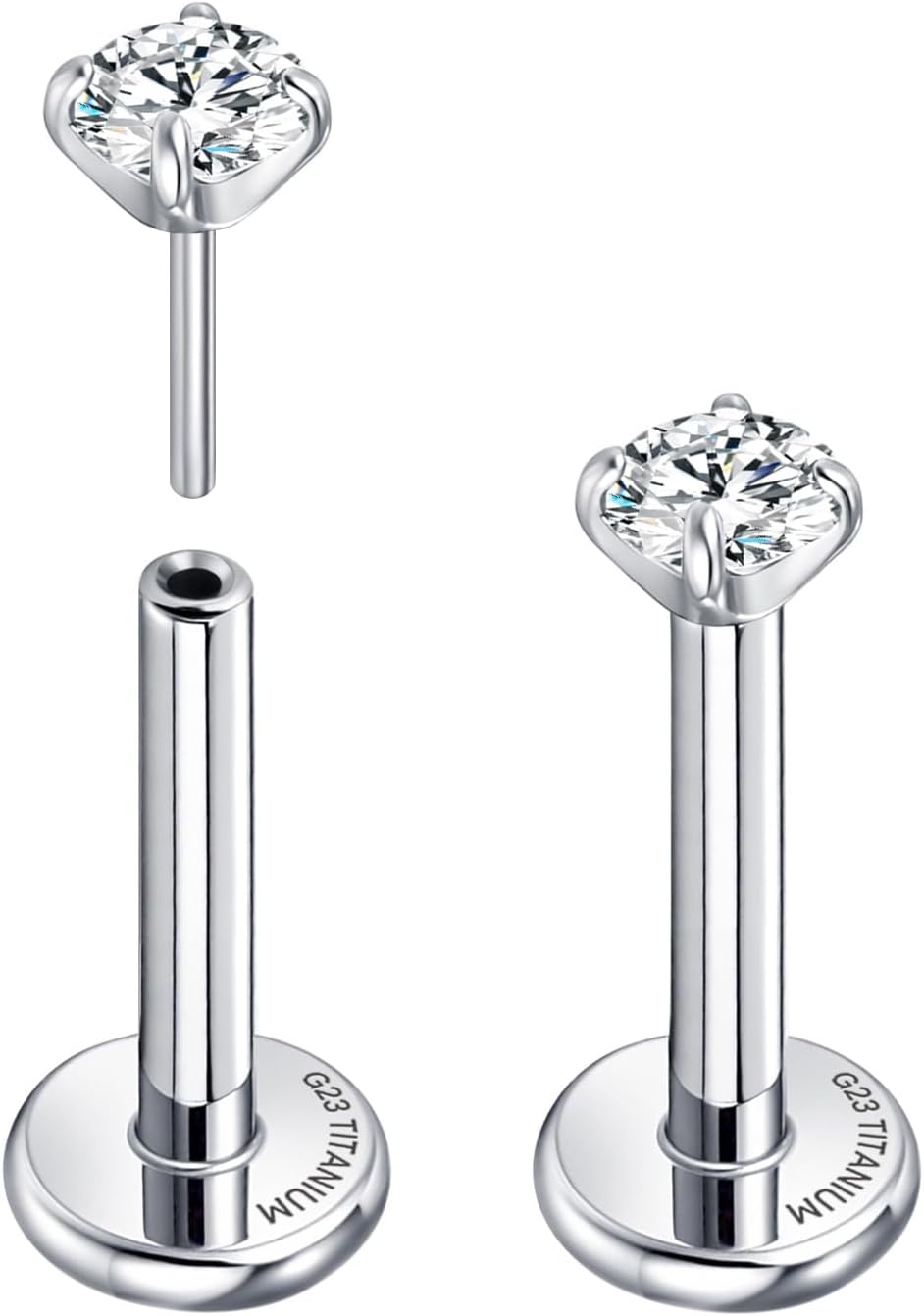 G23 Titanium Flatback Stud Earrings with Grade AAAAA Cubic Zirconia - QIAO CrystalQIAO CrystalQIAO Crystal