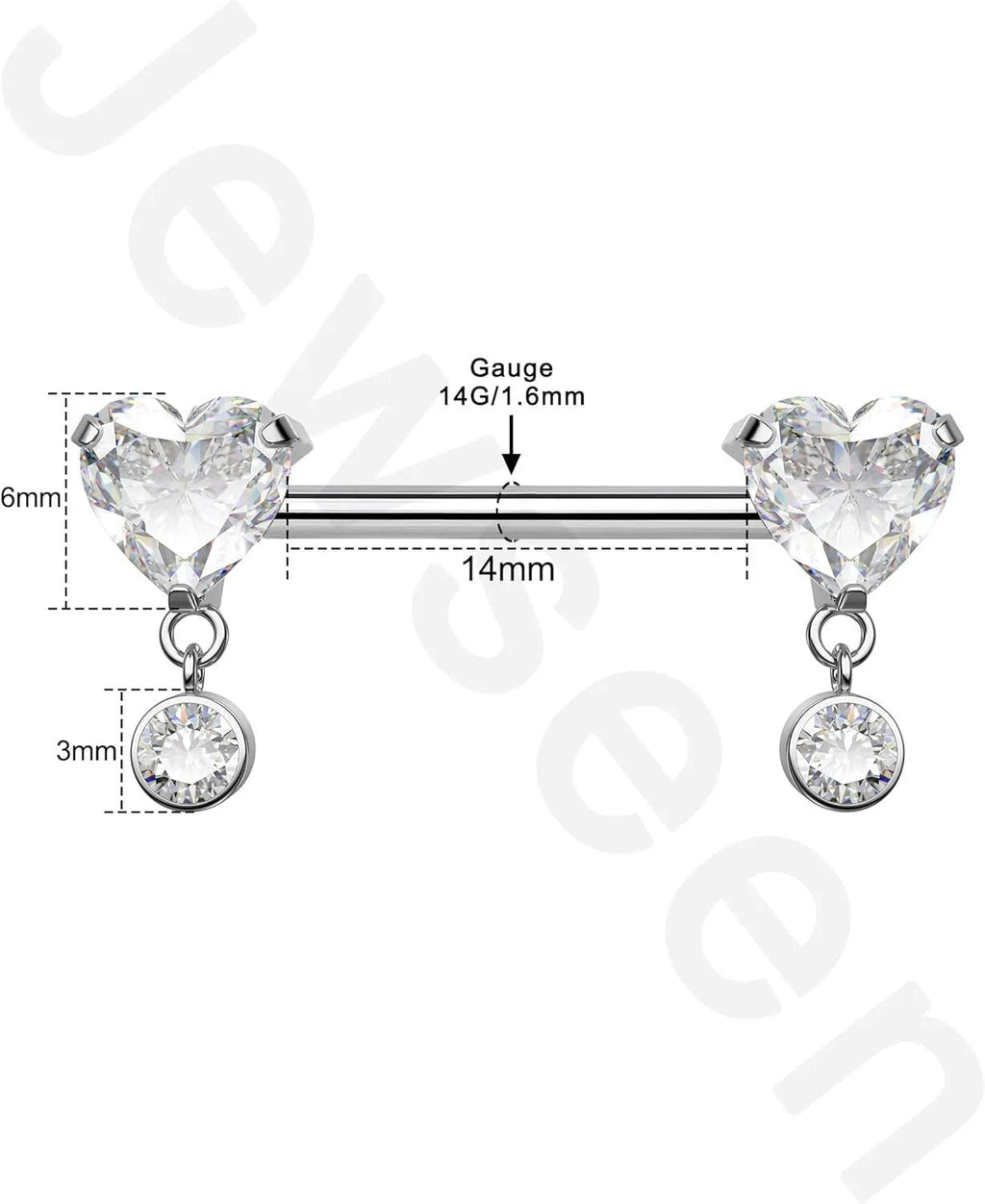 G23 Titanium Heart Nipple Rings Internally Threaded Nipple Piercing Jewelry - QIAO CrystalQIAO CrystalQIAO Crystal