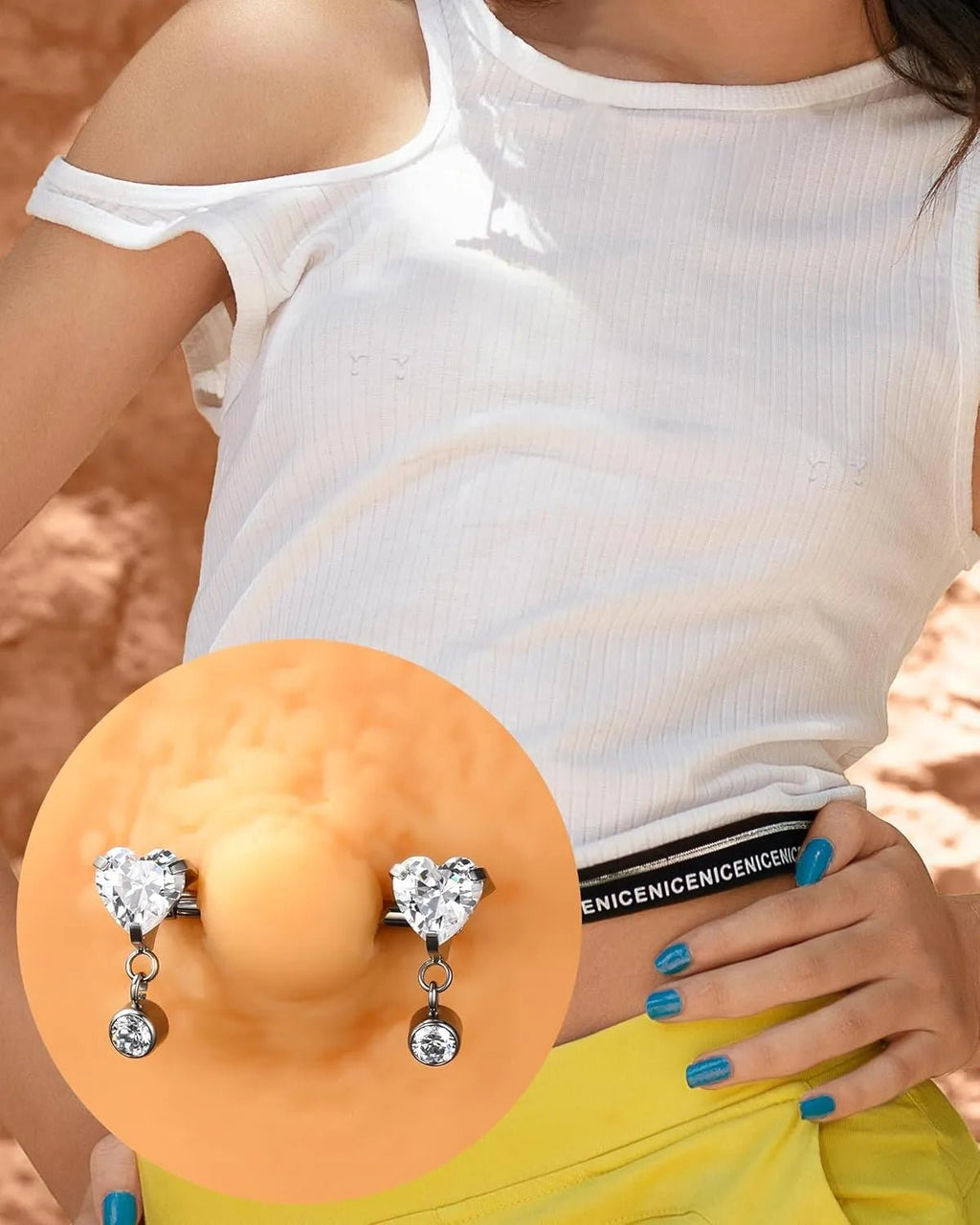 G23 Titanium Heart Nipple Rings Internally Threaded Nipple Piercing Jewelry - QIAO CrystalQIAO CrystalQIAO Crystal