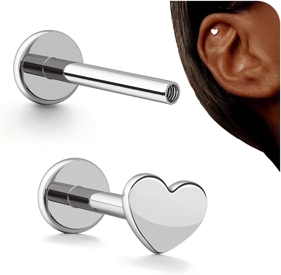 G23 Titanium Internal Thread Cartilage Earrings Hypoallergenic CZ Stud Piercing Jewelry - QIAO CrystalQIAO CrystalQIAO Crystal