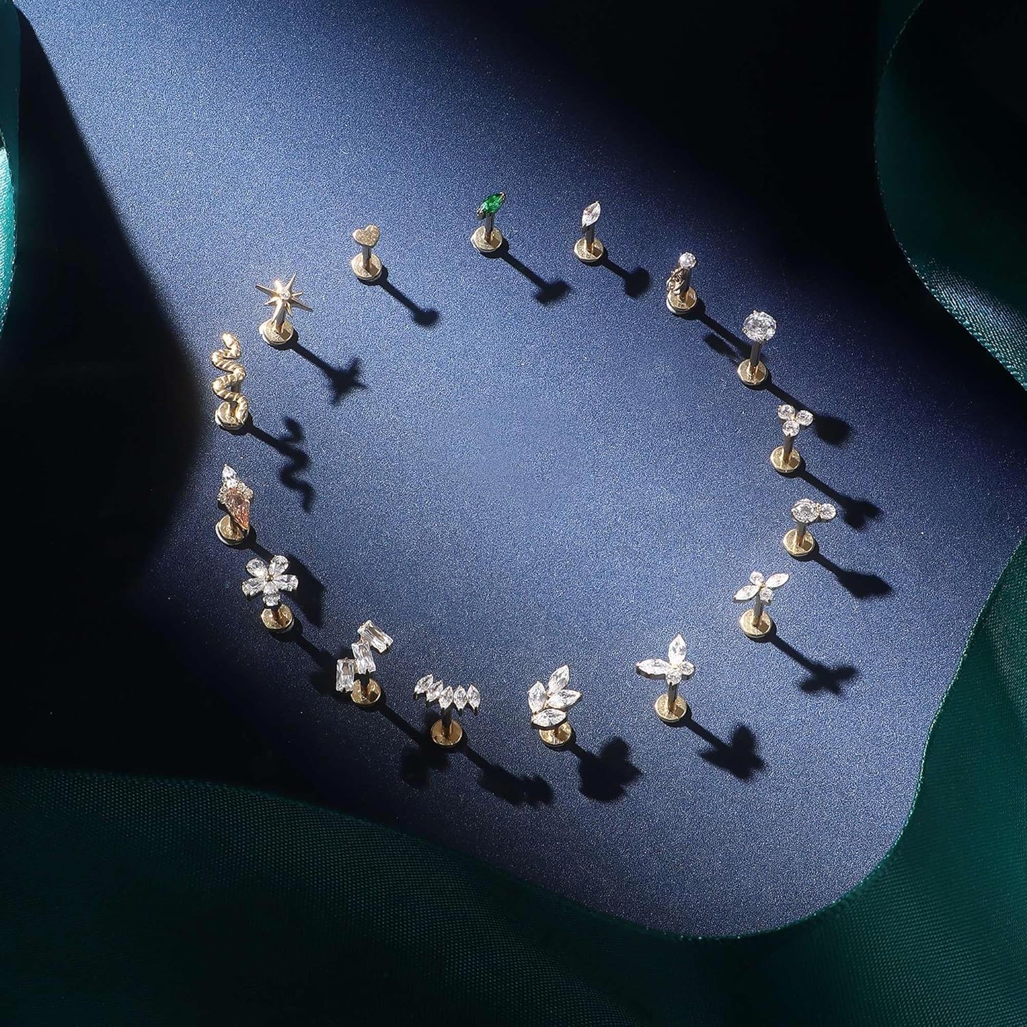 G23 Titanium Internal Thread Cartilage Earrings Hypoallergenic CZ Stud Piercing Jewelry - QIAO CrystalQIAO CrystalQIAO Crystal