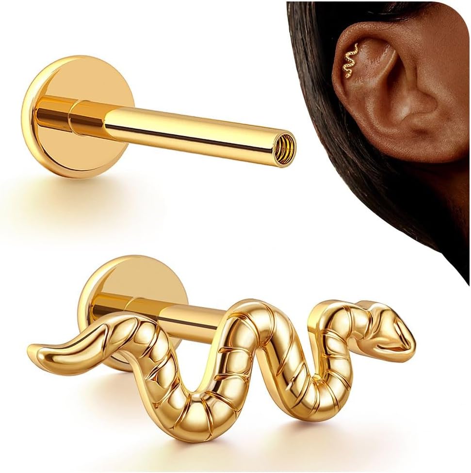 G23 Titanium Internal Thread Cartilage Earrings Hypoallergenic CZ Stud Piercing Jewelry - QIAO CrystalQIAO CrystalQIAO Crystal