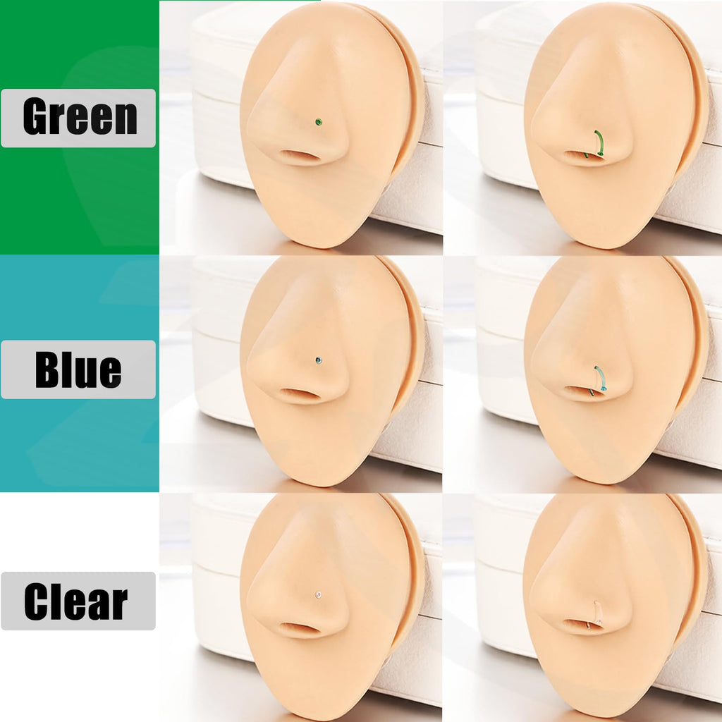 Glass Nose Piercing Retainer Clear Nose Studs, 18G Curved Cartilage Conch Helix Clear Nose Rings Septum Piercing Jewelry for Men Women - QIAO Crystal我的商店QIAO Crystal