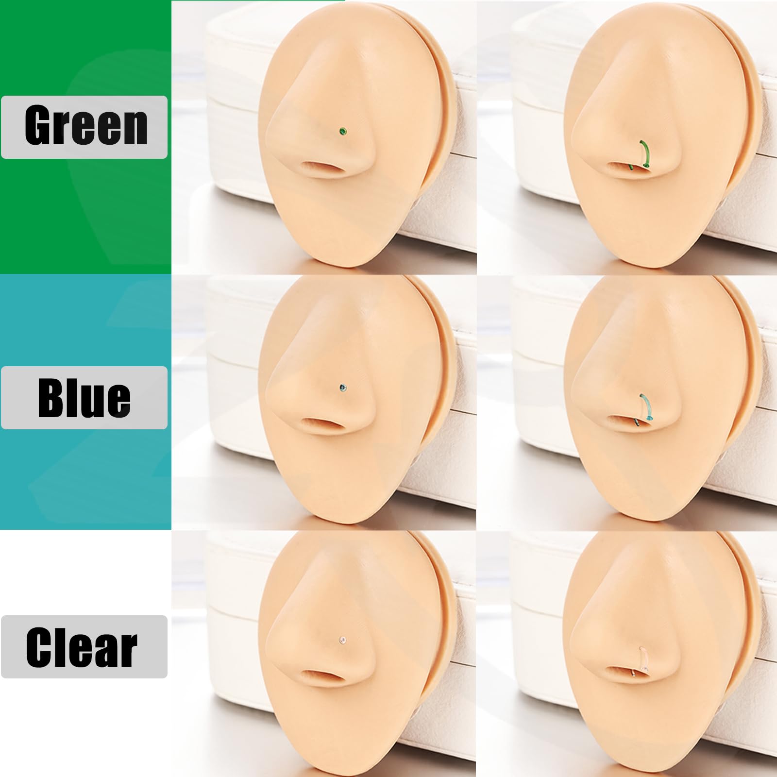 Glass Nose Piercing Retainer Clear Nose Studs, 18G Curved Cartilage Conch Helix Clear Nose Rings Septum Piercing Jewelry for Men Women - QIAO Crystal我的商店QIAO Crystal