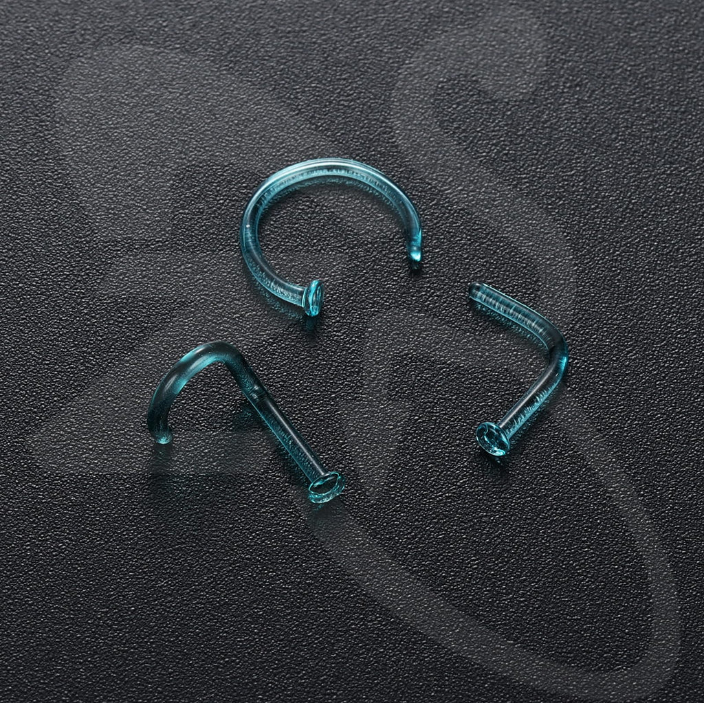 Glass Nose Piercing Retainer Clear Nose Studs, 18G Curved Cartilage Conch Helix Clear Nose Rings Septum Piercing Jewelry for Men Women - QIAO Crystal我的商店QIAO Crystal