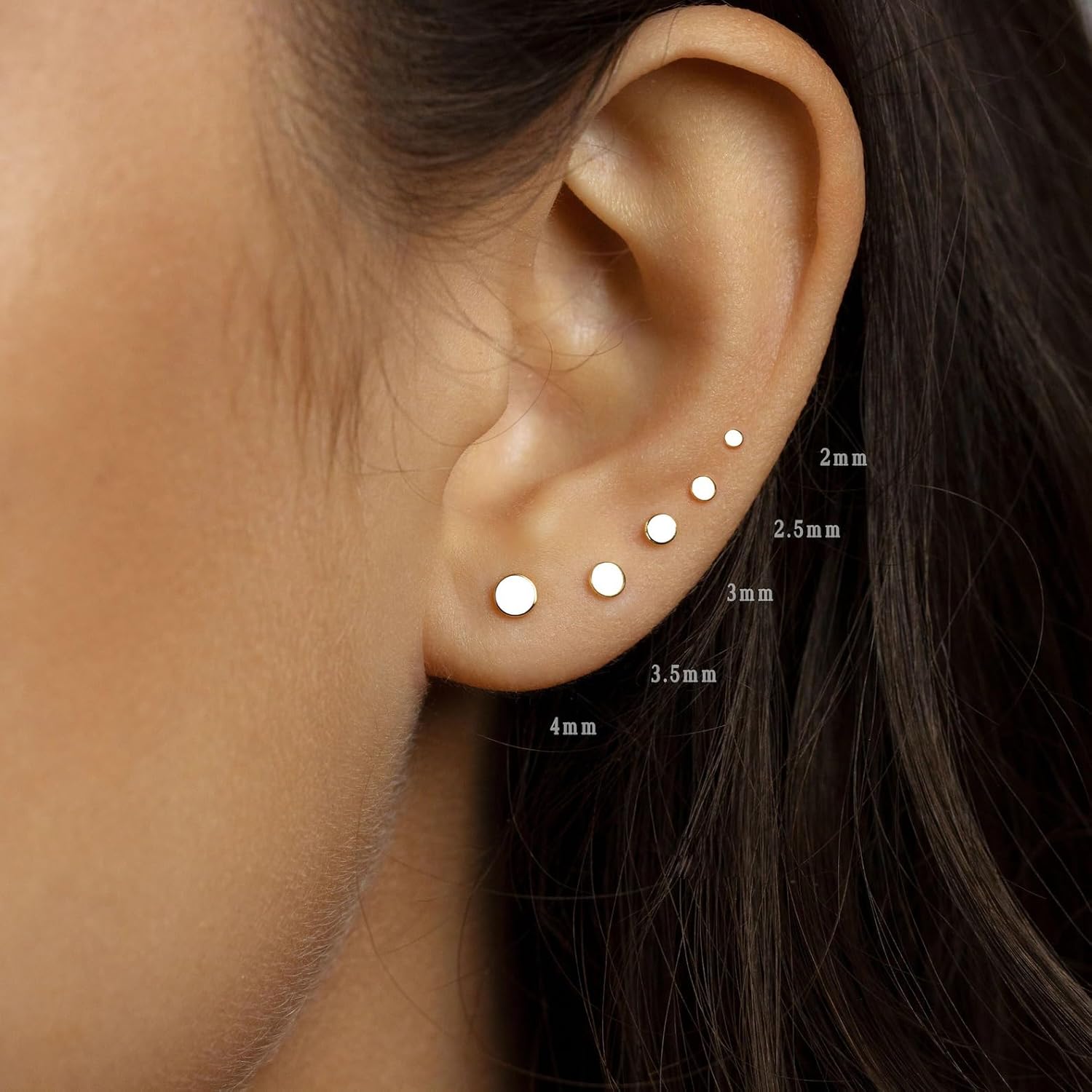 Gold Flat Back Earrings Threadless Cartilage Tragus Piercing Conch Stud Nose Helix Stud - QIAO CrystalQIAO CrystalQIAO Crystal