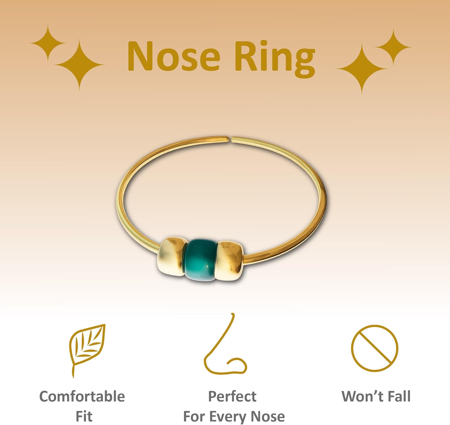 Gold Nose Ring - Thin Small 24 Gauge 7mm Nose Piercing Hoop With Blue Gem - 14k Gold Filled Nose Rings For Women - Handmade Nose Jewelry - Gift Ready - QIAO CrystalQIAO CrystalQIAO Crystal