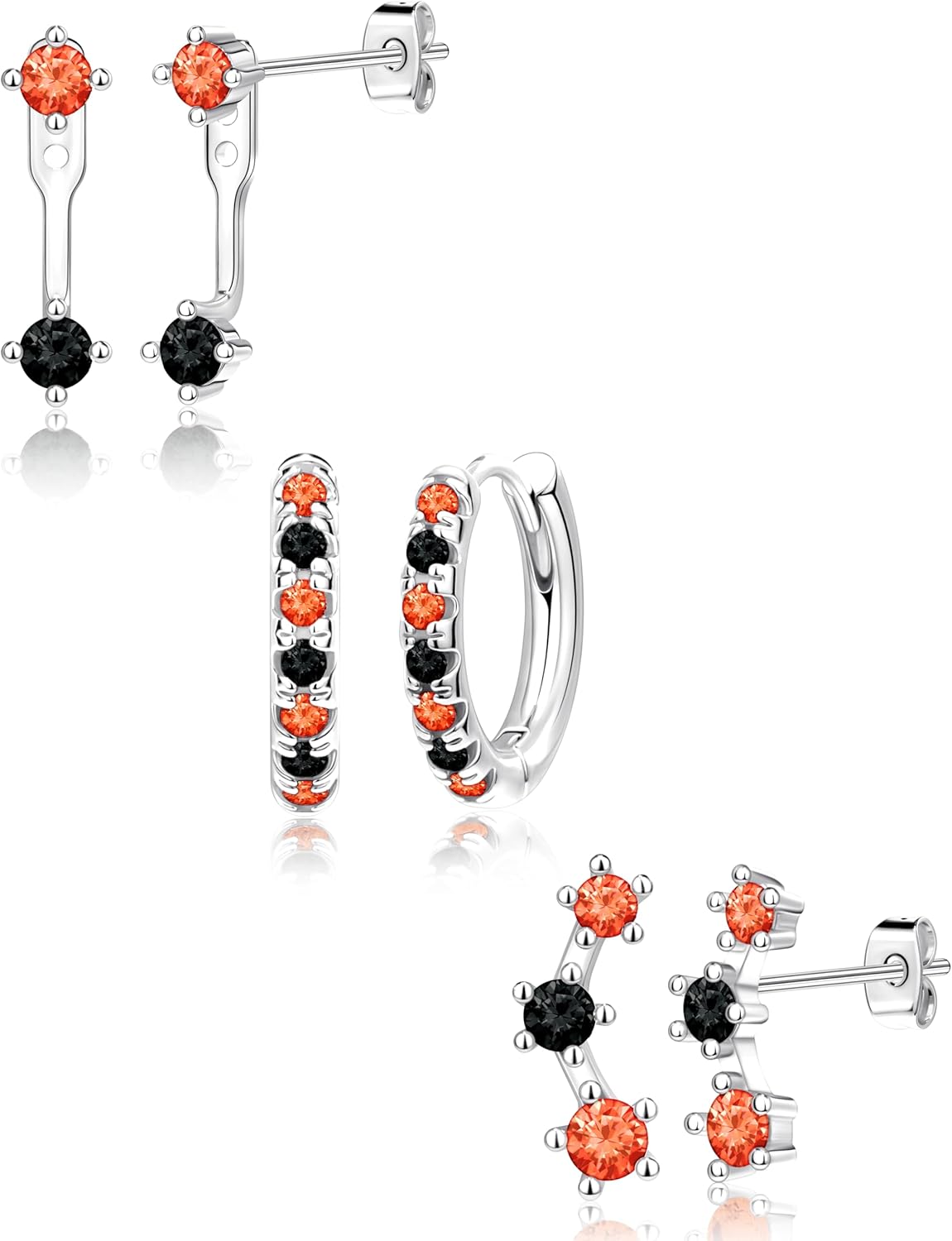 Gold Plated Stud Earrings Stack for Women Trendy, 3 Pairs Small Cute Hoop Jacket Cartilage Earring Set, Fashion Accessories Holiday Western Jewelry Christmas Gifts - 我的商店我的商店我的商店