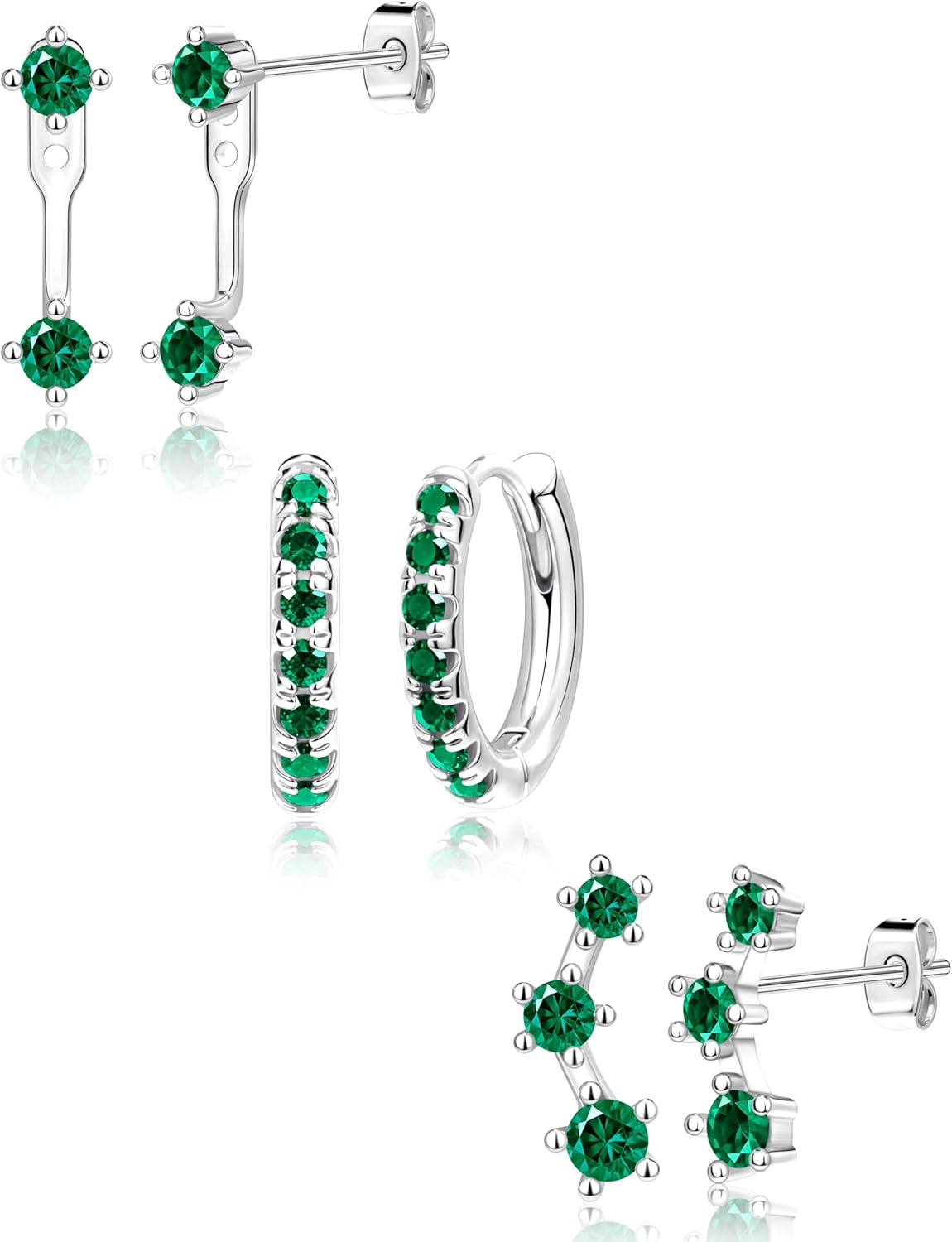 Gold Plated Stud Earrings Stack for Women Trendy, 3 Pairs Small Cute Hoop Jacket Cartilage Earring Set, Fashion Accessories Holiday Western Jewelry Christmas Gifts - 我的商店我的商店我的商店