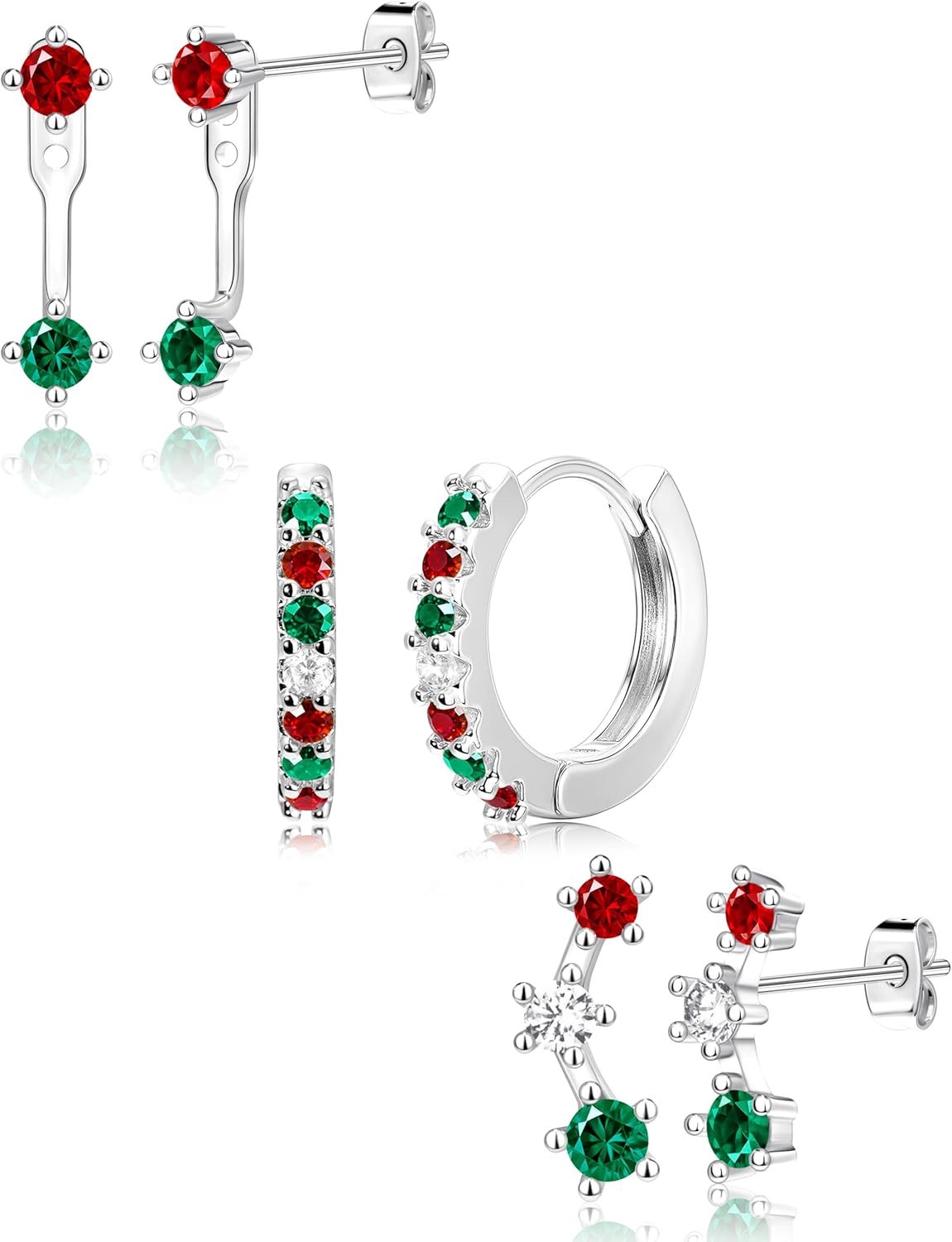 Gold Plated Stud Earrings Stack for Women Trendy, 3 Pairs Small Cute Hoop Jacket Cartilage Earring Set, Fashion Accessories Holiday Western Jewelry Christmas Gifts - 我的商店我的商店我的商店