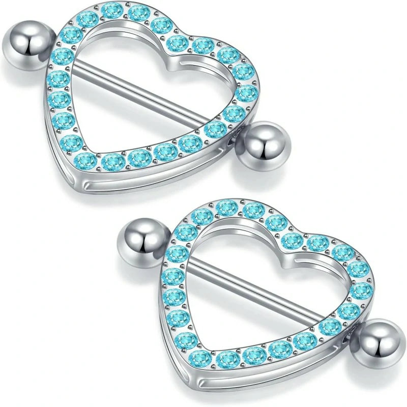 Heart Nipple Rings Surgical Steel Cute Internally Threaded Nipple Piercing Jewelry Barbells