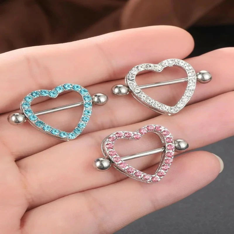 Heart Nipple Rings Surgical Steel Cute Internally Threaded Nipple Piercing Jewelry Barbells