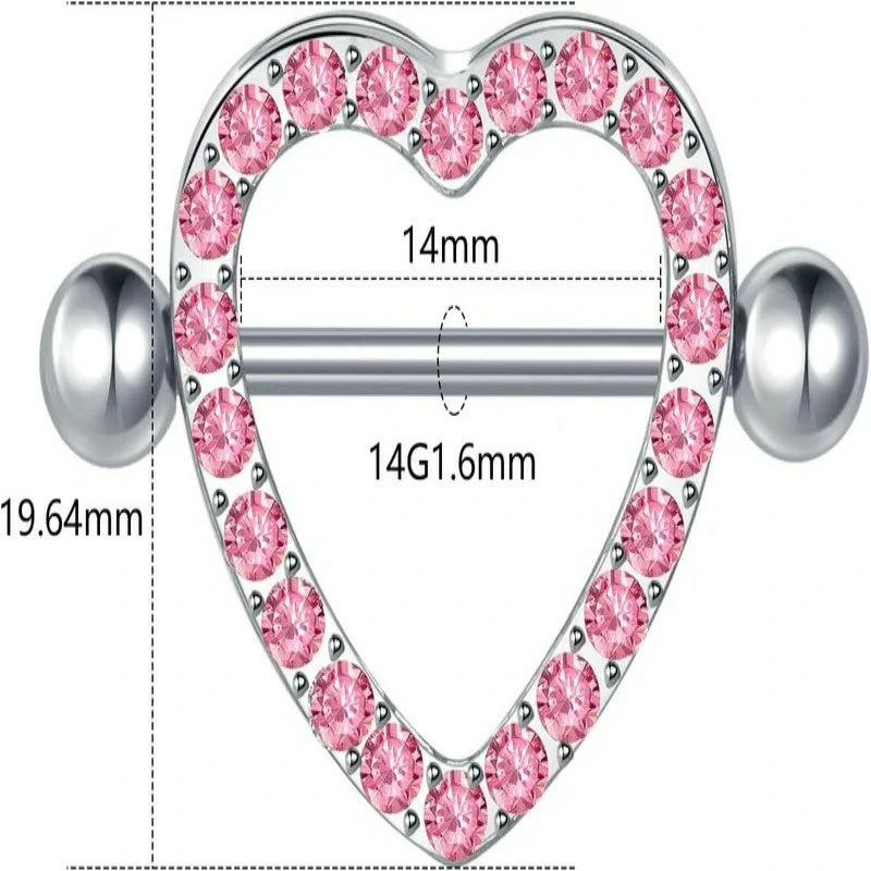 Heart Nipple Rings Surgical Steel Cute Internally Threaded Nipple Piercing Jewelry Barbells