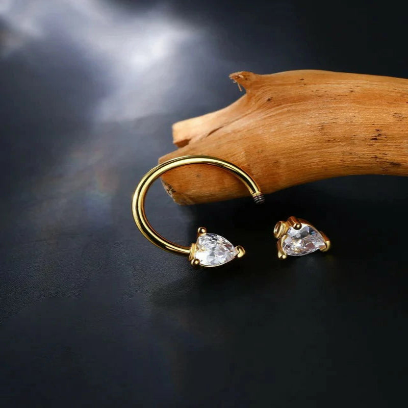Heart Septum Ring 16g Clear CZ Jewelry for Daith Cartilage Helix Nose Conch Tragus Piercing
