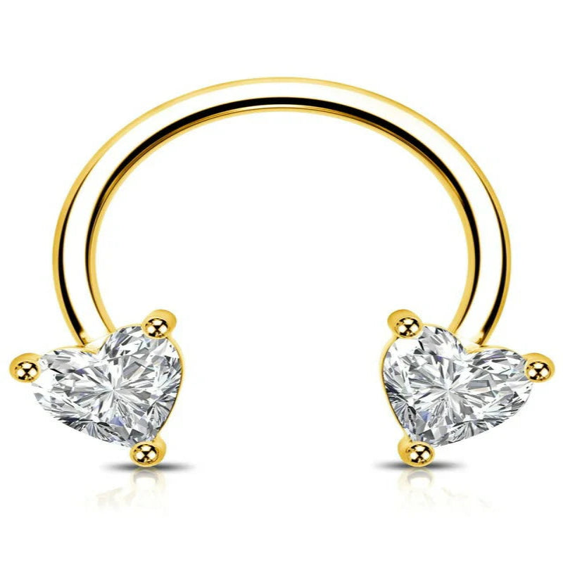 Heart Septum Ring 16g Clear CZ Jewelry for Daith Cartilage Helix Nose Conch Tragus Piercing