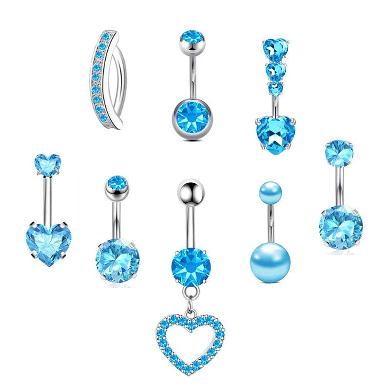 Hot - selling 316L stainless steel pink zircon peach heart belly button ring 6mm armor - piercing needle body jewelry wholesale - QIAO CrystalQIAO CrystalQIAO Crystal