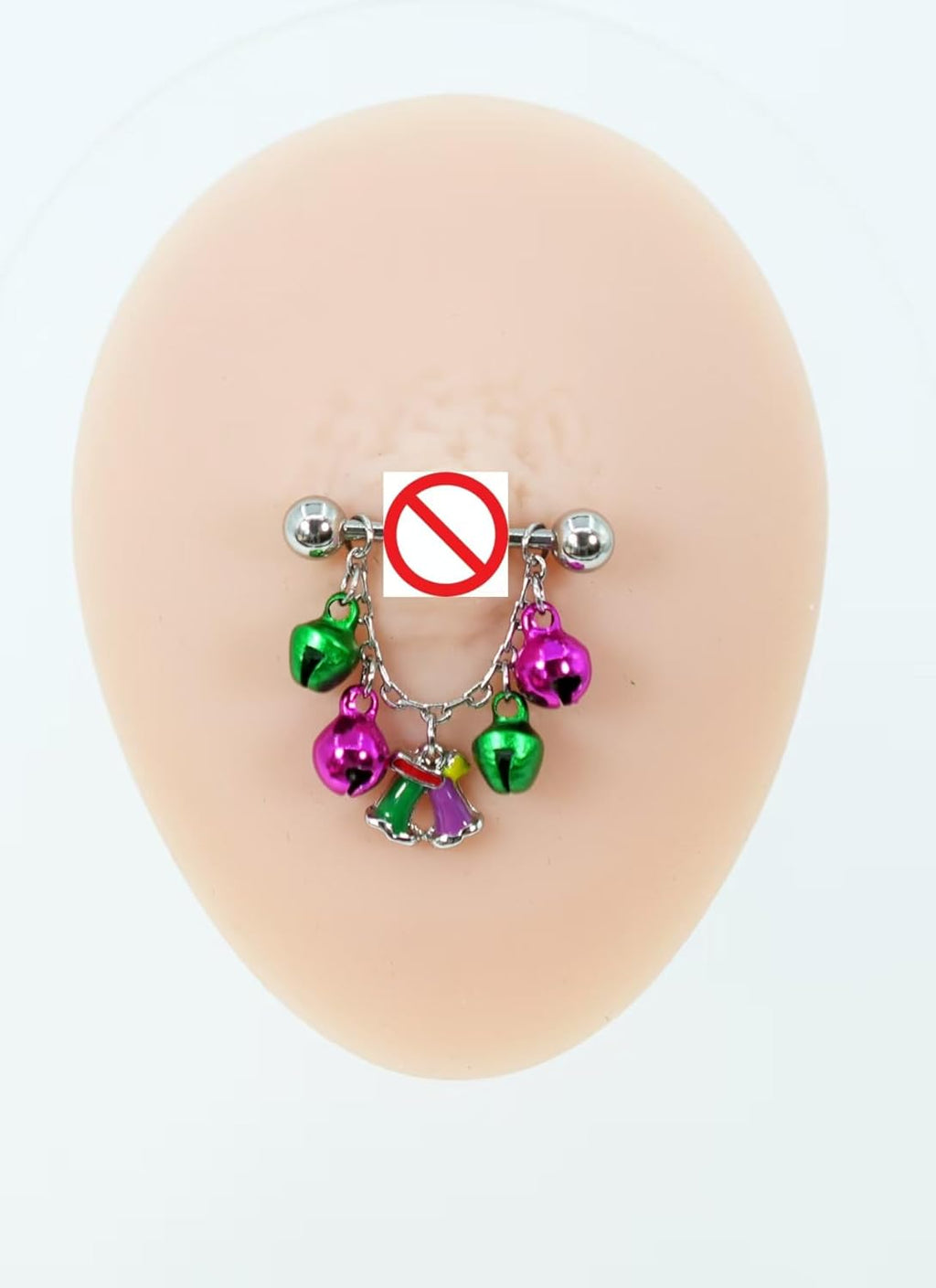 HQLA 14G Christmas tassels Barbell Nipple Piercing Jewelry for Women Red Green Gold Ball Crystal Cubic Zircon Jingle Bell Dangle Nipple Tongue Rings Xmas Gift - QIAO CrystalQIAO CrystalQIAO Crystal