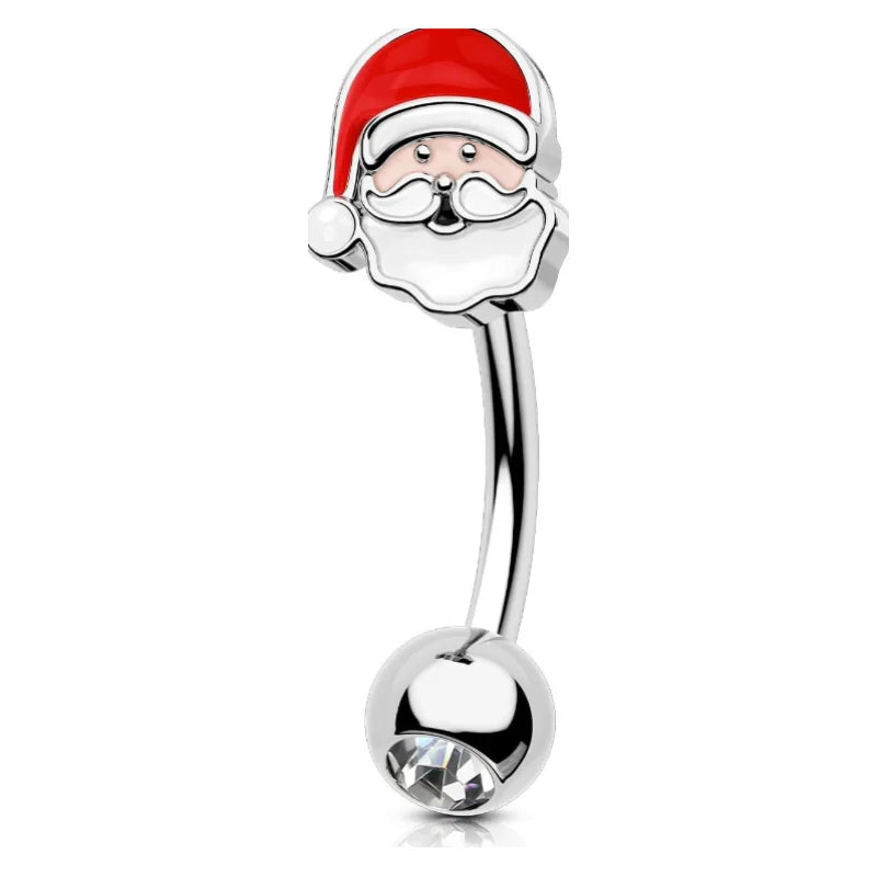 Christmas Rook 316L Surgical Steel Eyebrow Piercing Jewelry Santa Claus Rings 16G Curved Barbells Daith