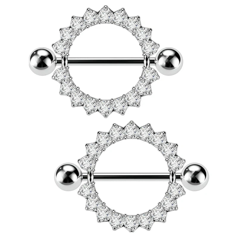 2PCS Nipple Piercing Jewelry 14G 316L Surgical Steel Nipple Rings