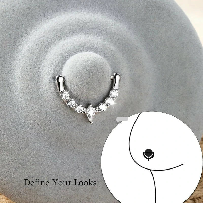 2PCS 14G  316l Surgical Steel Nipple Rings Clear CZ Hinged Segment Clicker Rings Hoops