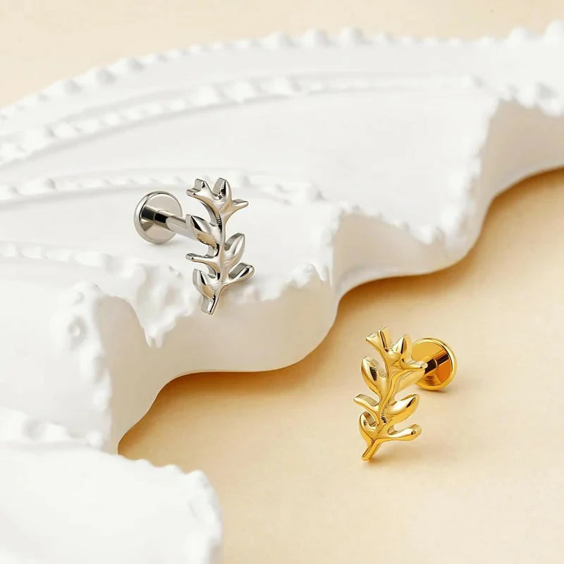 F136 Titanium Twigs Flat Back Stud for Conch Helix Flat Labret Screw on Hypoallergenic