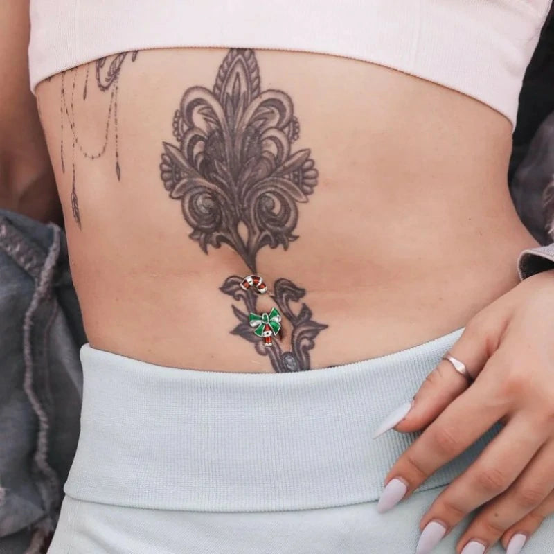 Christmas Crutch Belly Rings 14G Surgical Steel Navel Piercing Jewelry Navel Belly Button Ring Bend Rings