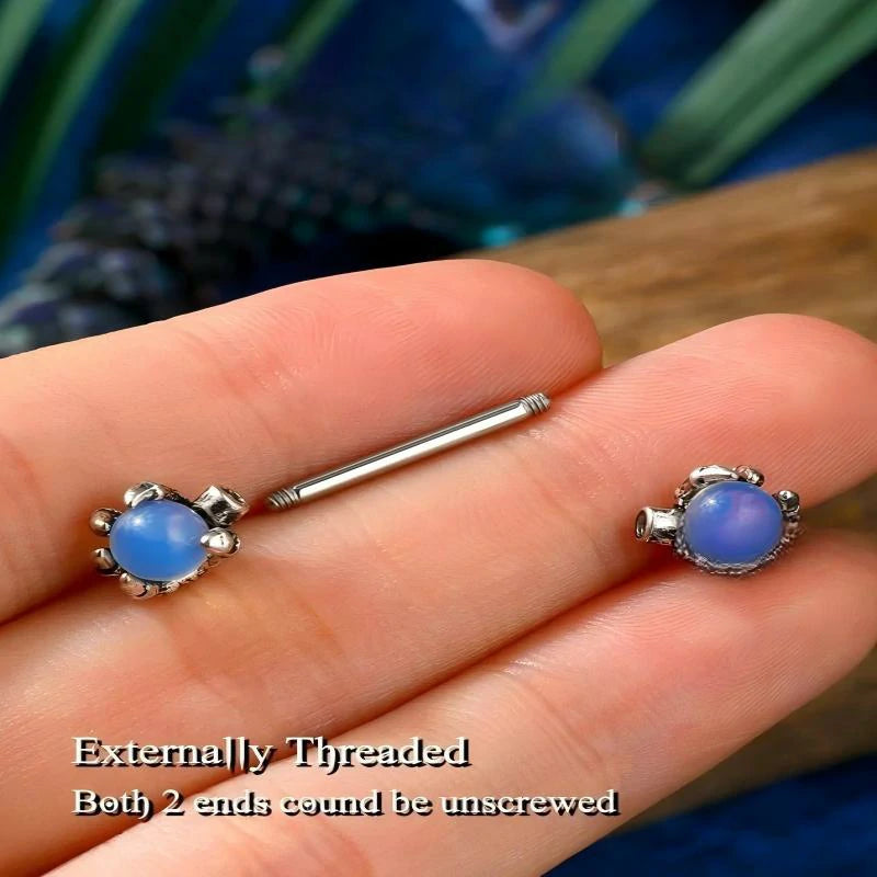 316L Surgical Steel 2PCS Pink Opals Surrounded by Dragon Claws Barbell