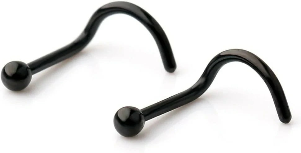 18G(1.0MM) 316L Surgical Steel Curved Nose Stud Ring Twister Screws with 2MM Ball