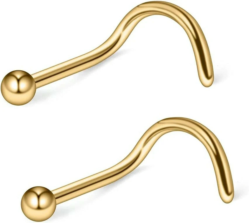 18G(1.0MM) 316L Surgical Steel Curved Nose Stud Ring Twister Screws with 2MM Ball