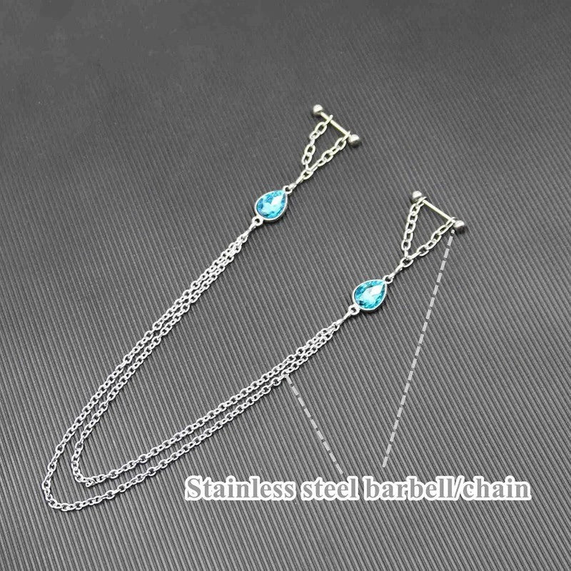 Jewelry With Chains 14G Barbells Nipple Chains Crystal 316L Surgical Stainless Steel Rings