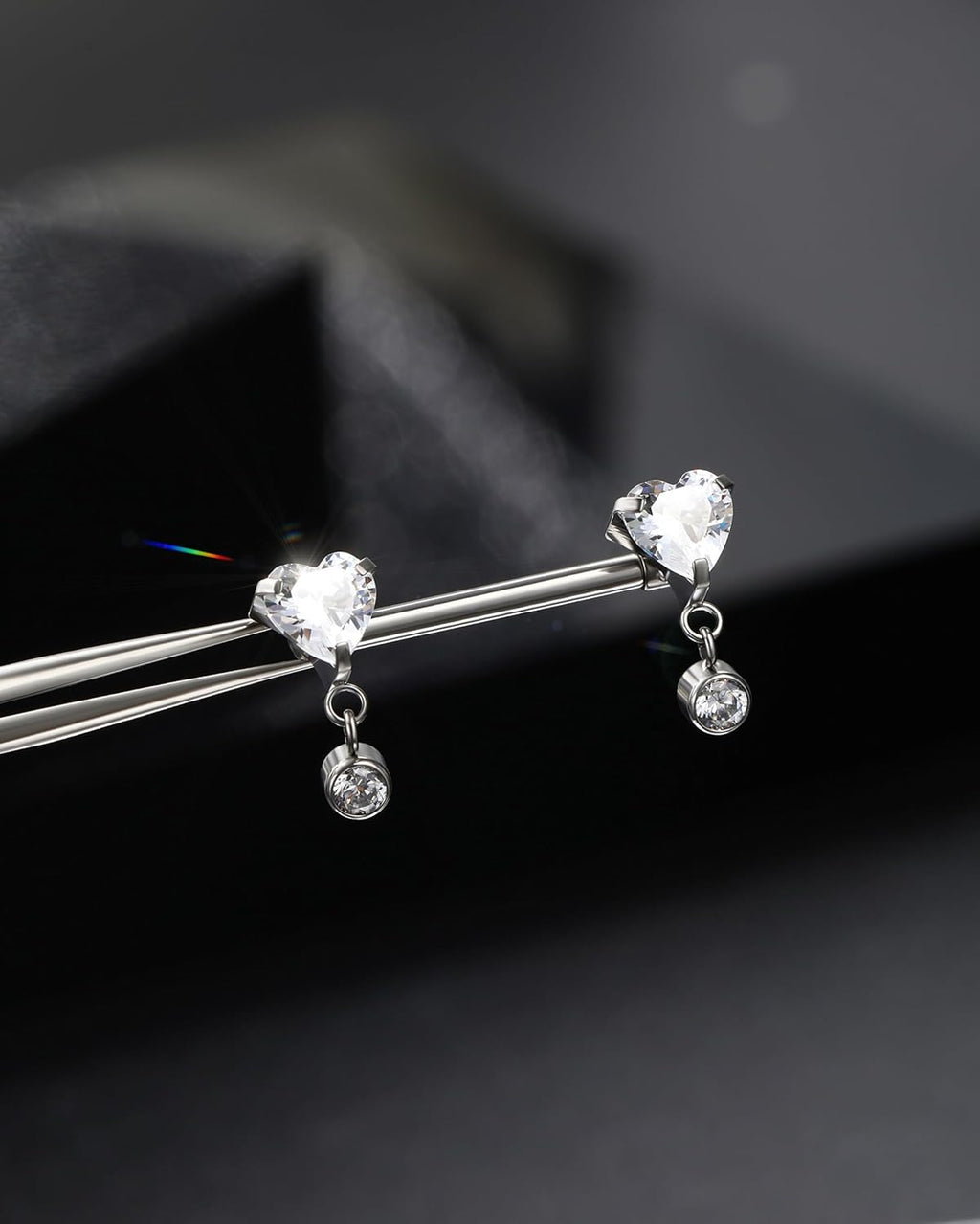 Jewseen G23 Titanium Nipple Rings Internally Threaded Nipple Piercing Jewelry Heart Cubic Zirconia Nipple Shiled for Women - QIAO CrystalQIAO CrystalQIAO Crystal