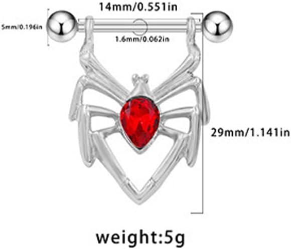 Kokoma Punk 14G Spider Nipple Rings for Women Red Crystal CZ Nipplerings Nipple Piercing Shield Barbell Body Piercing Jewelry for Halloween Costume Party Holiday Night - QIAO CrystalQIAO CrystalQIAO Crystal