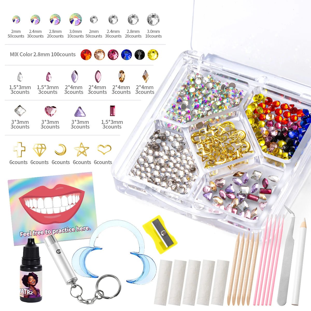 Light Up Your Smile Crystal Rhinestone Tooth Gems Perfect Rhinestone Tooth Gems with Durable Tooth Rhinestones - QIAO CrystalQIAO CrystalQIAO Crystal