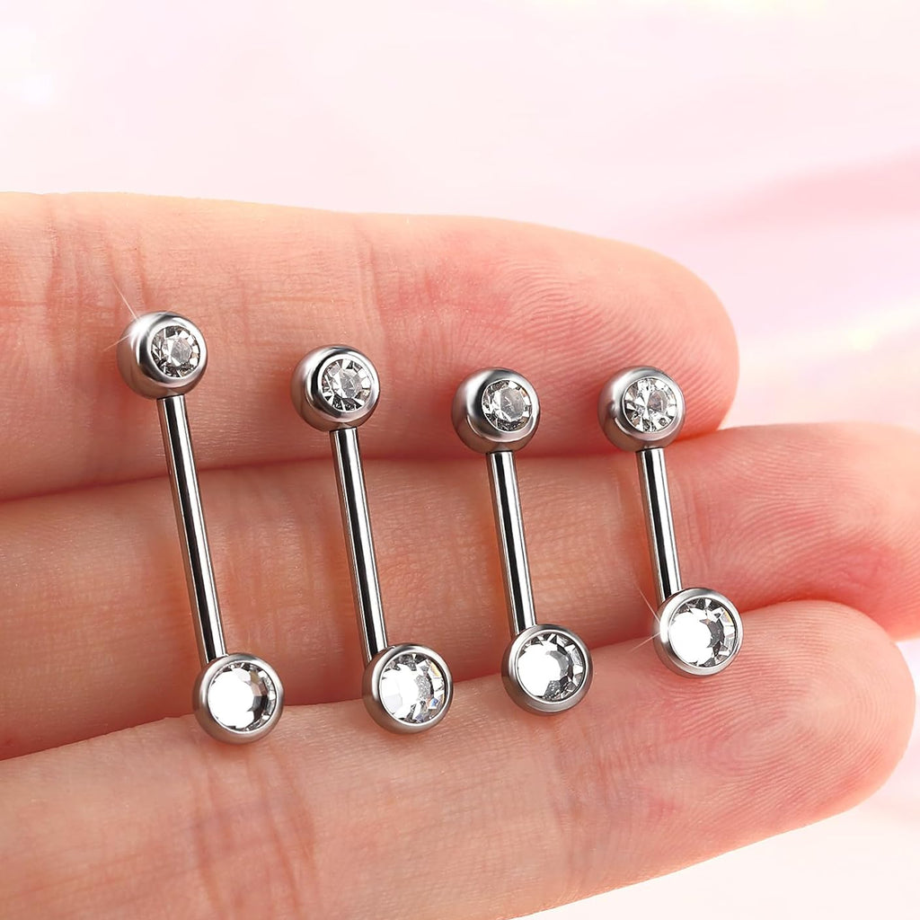 Melighting 14G Internally Threaded Belly Ring Stainless Steel 316L Belly Button Ring Transparent Round CZ Navel Piercing Jewellery for Women 10/12/14/16 mm - 我的商店我的商店我的商店