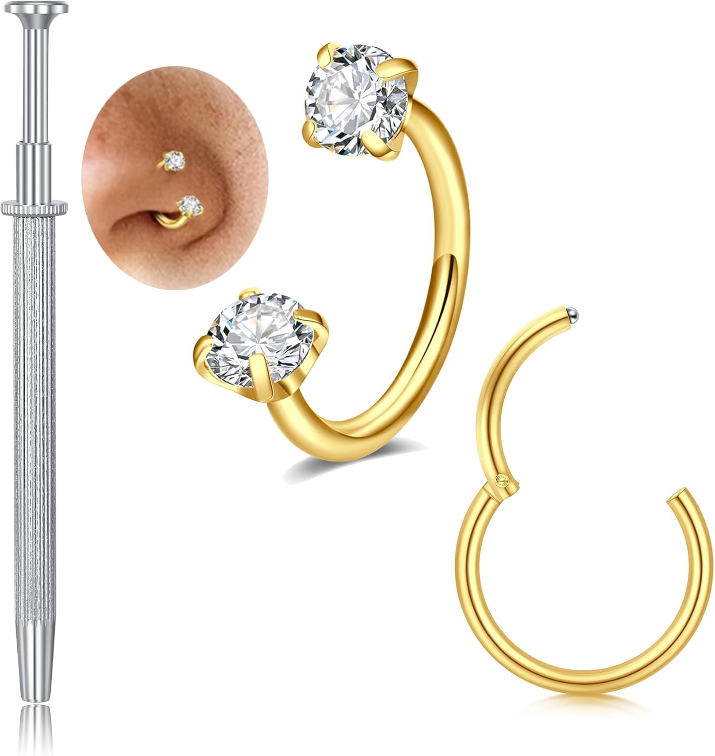 MODRSA 18g 20g 22g Nose Rings Hoops Silver Gold Hoop Nose Ring Surgical Steel Hypoallergenic Cartilage Hoop Earring Thin Helix Earring Hoops Tiny Small Lip Rings Piercing Jewelry 6mm 8mm 10mm - QIAO CrystalQIAO CrystalQIAO Crystal