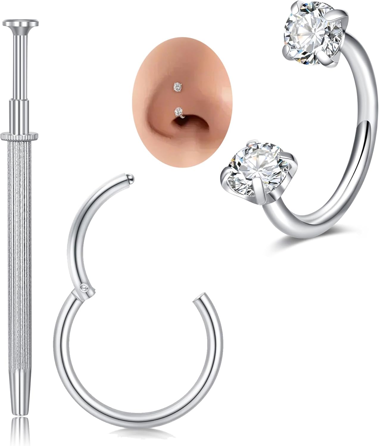 MODRSA 18g 20g 22g Nose Rings Hoops Silver Gold Hoop Nose Ring Surgical Steel Hypoallergenic Cartilage Hoop Earring Thin Helix Earring Hoops Tiny Small Lip Rings Piercing Jewelry 6mm 8mm 10mm - QIAO CrystalQIAO CrystalQIAO Crystal