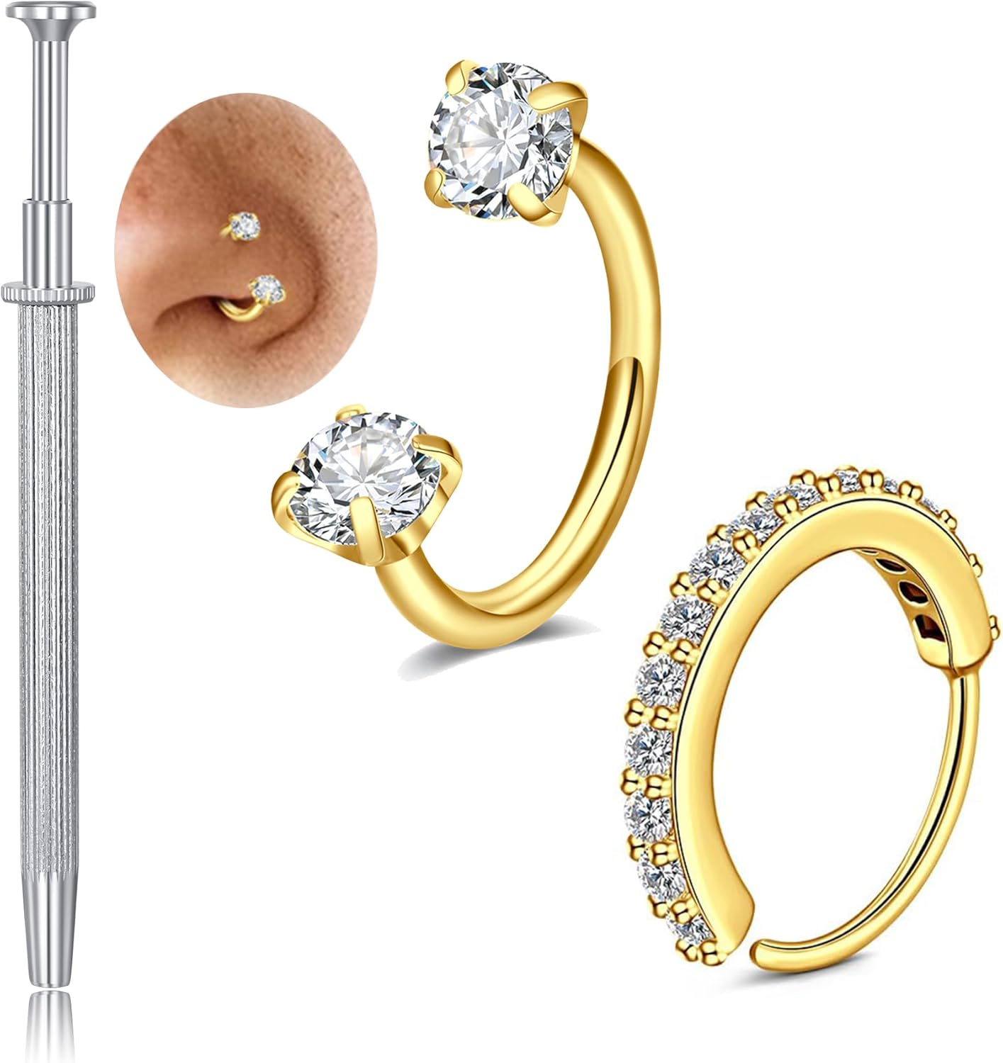 MODRSA 18g 20g 22g Nose Rings Hoops Silver Gold Hoop Nose Ring Surgical Steel Hypoallergenic Cartilage Hoop Earring Thin Helix Earring Hoops Tiny Small Lip Rings Piercing Jewelry 6mm 8mm 10mm - QIAO CrystalQIAO CrystalQIAO Crystal