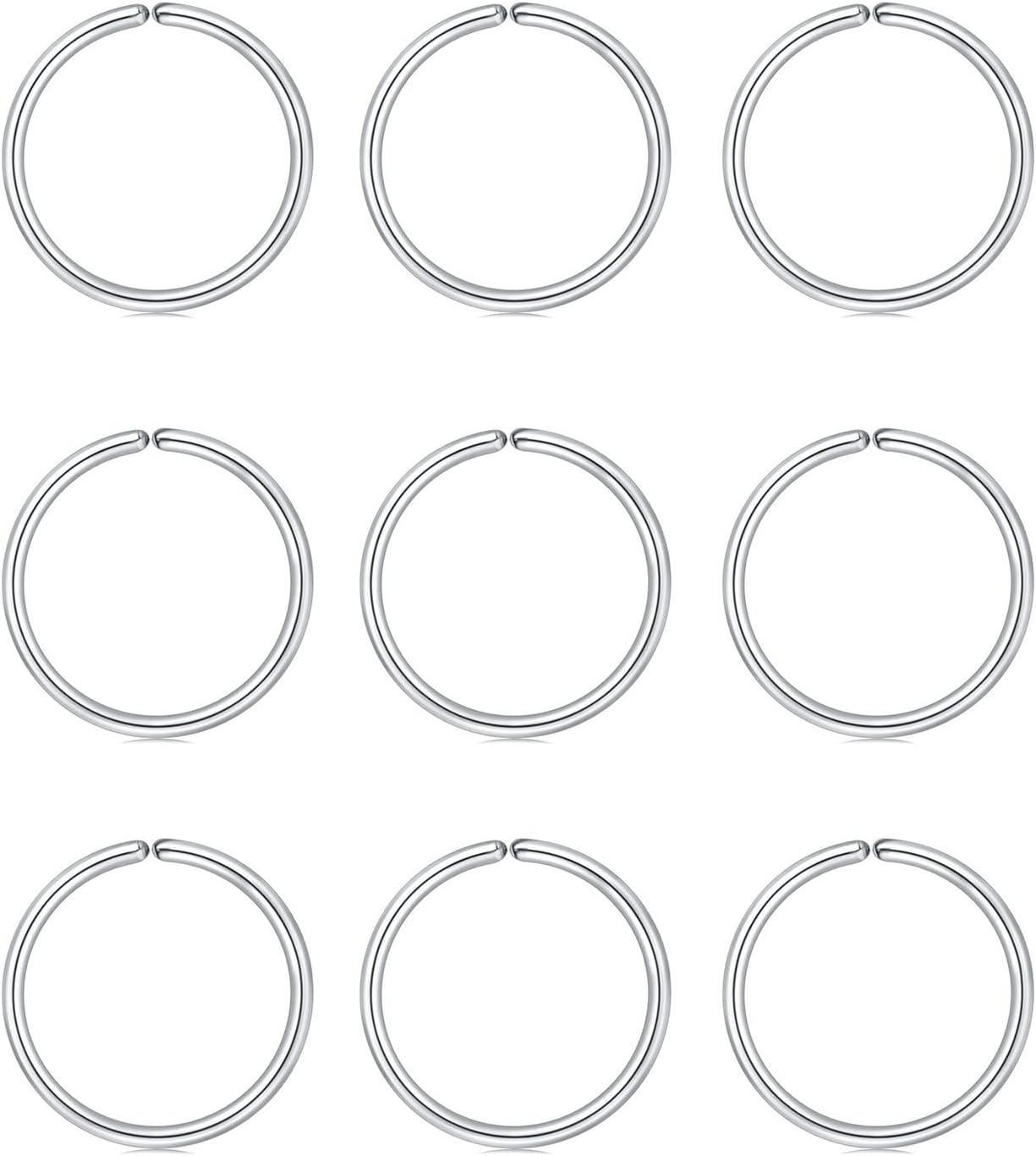 MODRSA 18g 20g 22g Nose Rings Hoops Silver Gold Hoop Nose Ring Surgical Steel Hypoallergenic Cartilage Hoop Earring Thin Helix Earring Hoops Tiny Small Lip Rings Piercing Jewelry 6mm 8mm 10mm - QIAO CrystalQIAO CrystalQIAO Crystal
