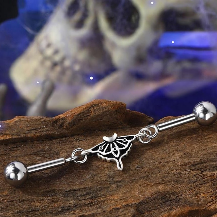Moth Industrial Piercing jewelry 316L Surgical Steel 14G Industrial Earrings - QIAO CrystalQIAO CrystalQIAO Crystal
