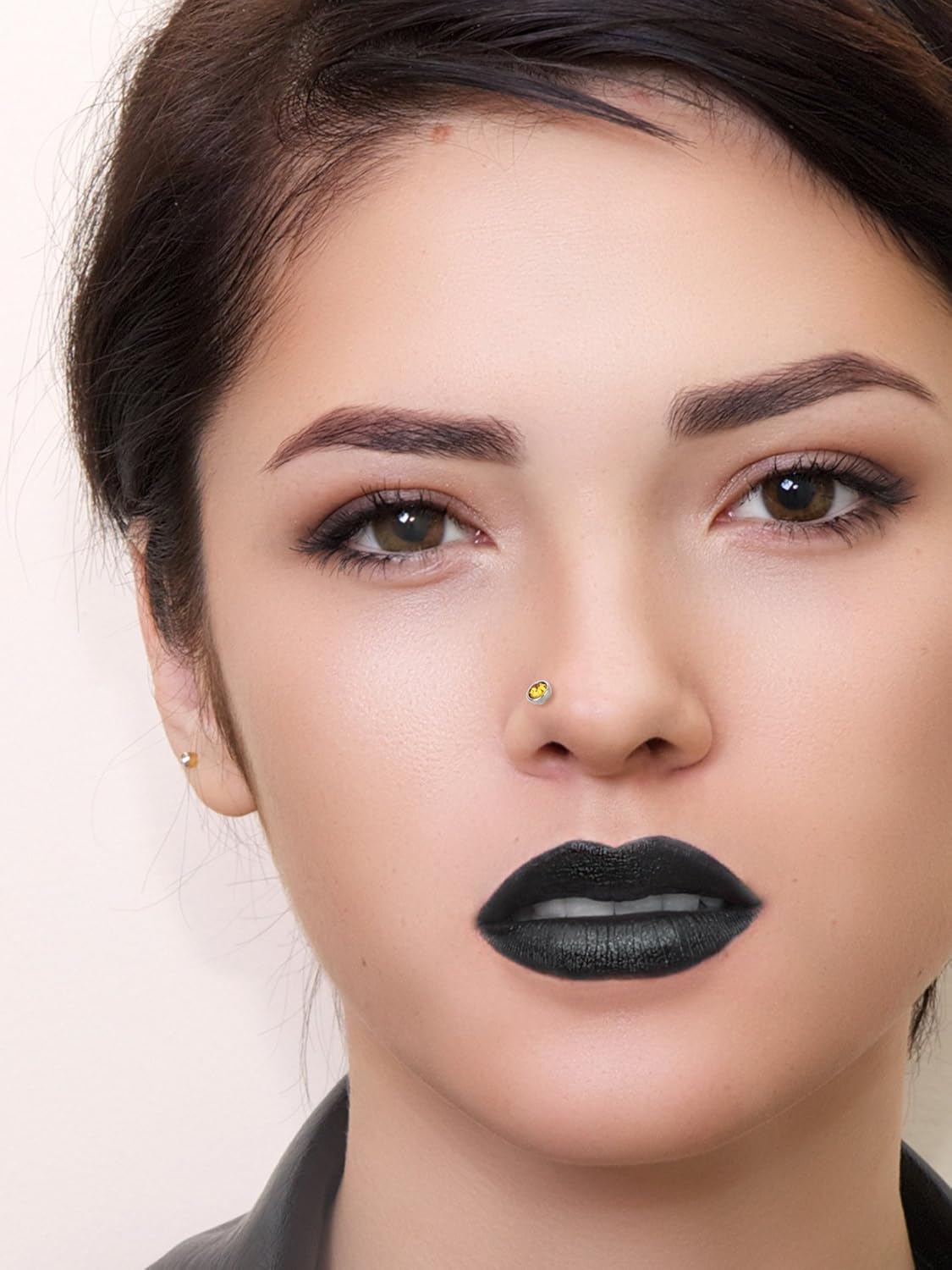 Mudder 20 Pieces Curved Nose Stud Stainless Steel Nose Ring Crystals L Bend Nose Screw Piercing, 20 Gauge (15 Colors) - QIAO CrystalQIAO CrystalQIAO Crystal