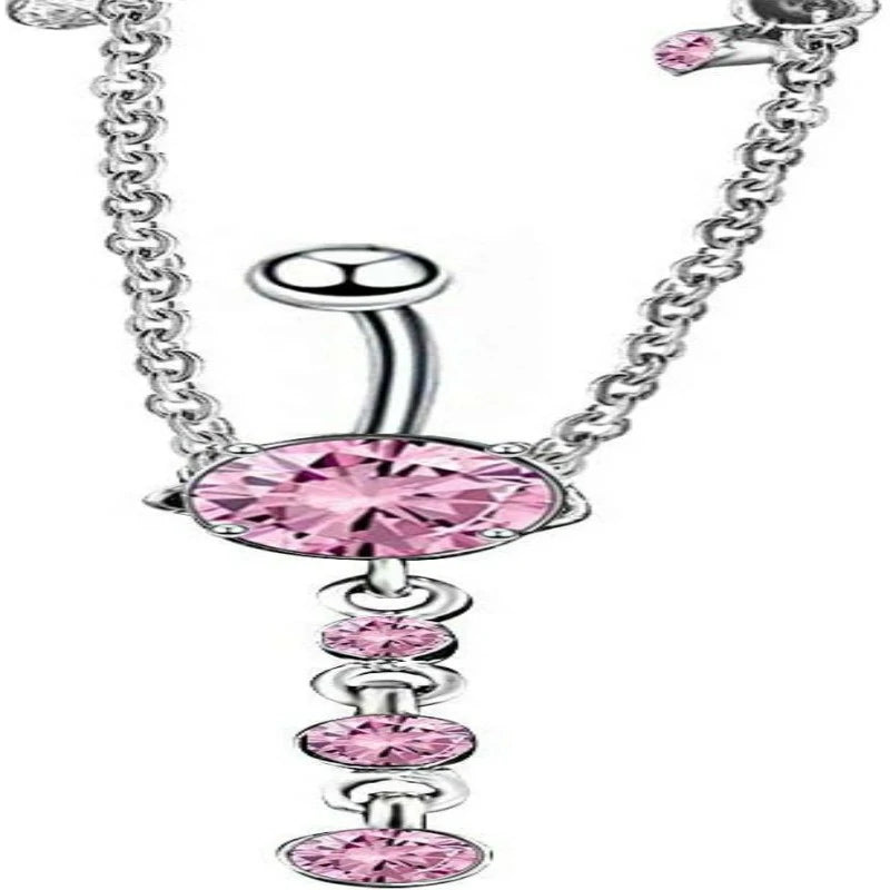 Piercing Navel Waist Chain Belly Button Ring Surgical Steel Sexy Love Dangle Body Jewelry